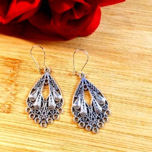 PLANET BOHO SHOP Jewelry - BOHEMIAN SILVER DANGLE DROP EARRINGS + FREE GIFT